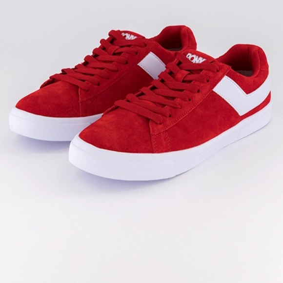 Pony Shoes - Women's PONY Classic Low Red Suede Shoes Size 7.5